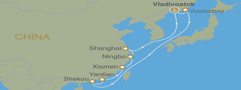 Схема движения линейных контейнерных судов FESCO